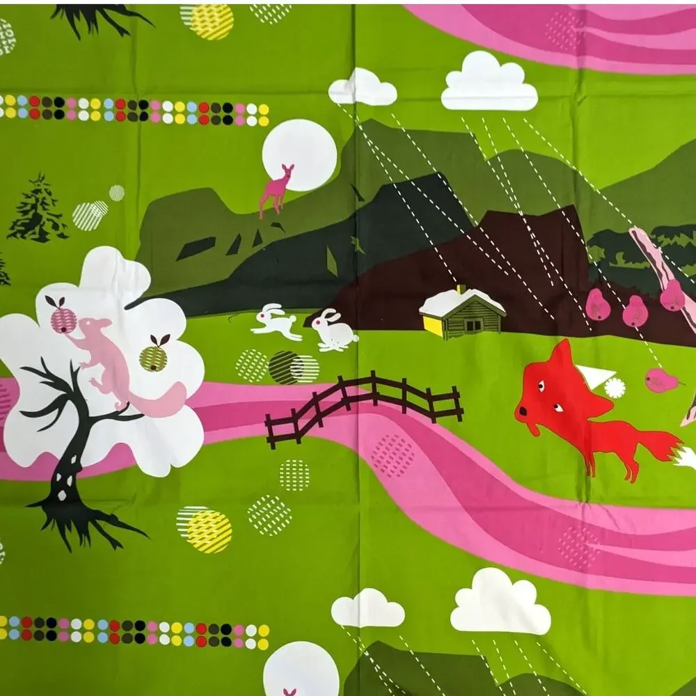 3 Yds Vintage 2008 IKEA LOTTA KUHLHORN Mod Cotton Canvas Fabric ~ Forest Animals